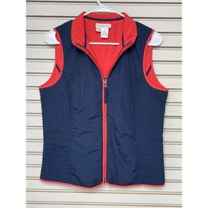 Coldwater Creek Women's Quilted Vest Multicolor Size S Mock Neck Zip
